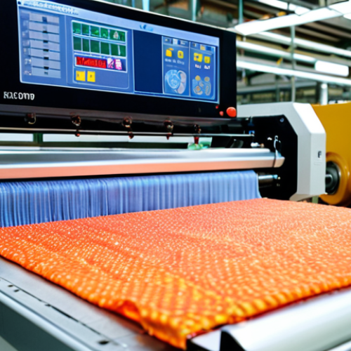 **Smart Sensor in Textile Factory:** "Close-up shot of a small, advanced sensor detecting vibrations on a textile machine in a brightly lit factory near Prato, Italy. Emphasize the sensor's data display and the complex machinery around it." (Focus: Detail and Industrial Setting)