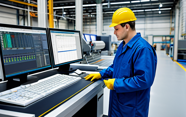 공장자동화에 적합한 소프트웨어 - **

"A professional factory worker in appropriate work attire, monitoring a production line using an...