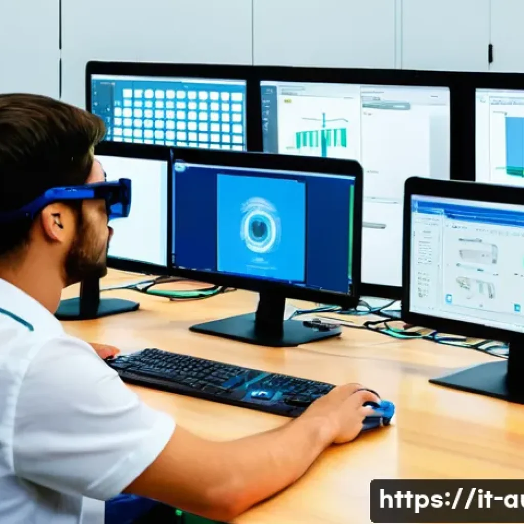 공장자동화 교육기관 추천 - A modern industrial automation classroom in Italy, featuring students wearing casual clothing and sa...