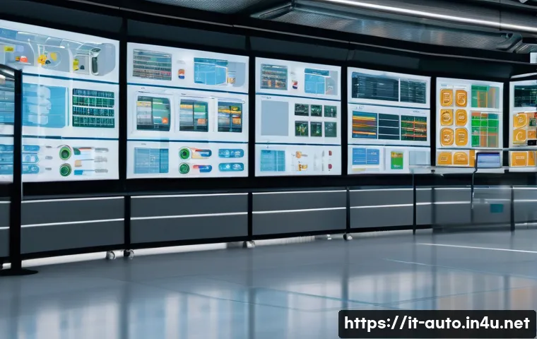 공장자동화 업무 효율화 도구 - A modern Italian factory interior showcasing an integrated SCADA control system in action, with mult...