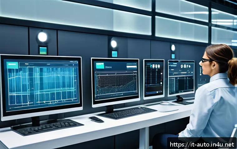 자동화 엔지니어 해외 취업 가이드 - A professional Automation Engineer in a modern industrial setting, programming a Siemens PLC on a la...