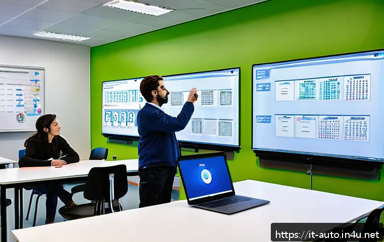 공장자동화 자격증 시험 일정 - A modern Italian industrial automation training classroom with diverse adult students attentively st...